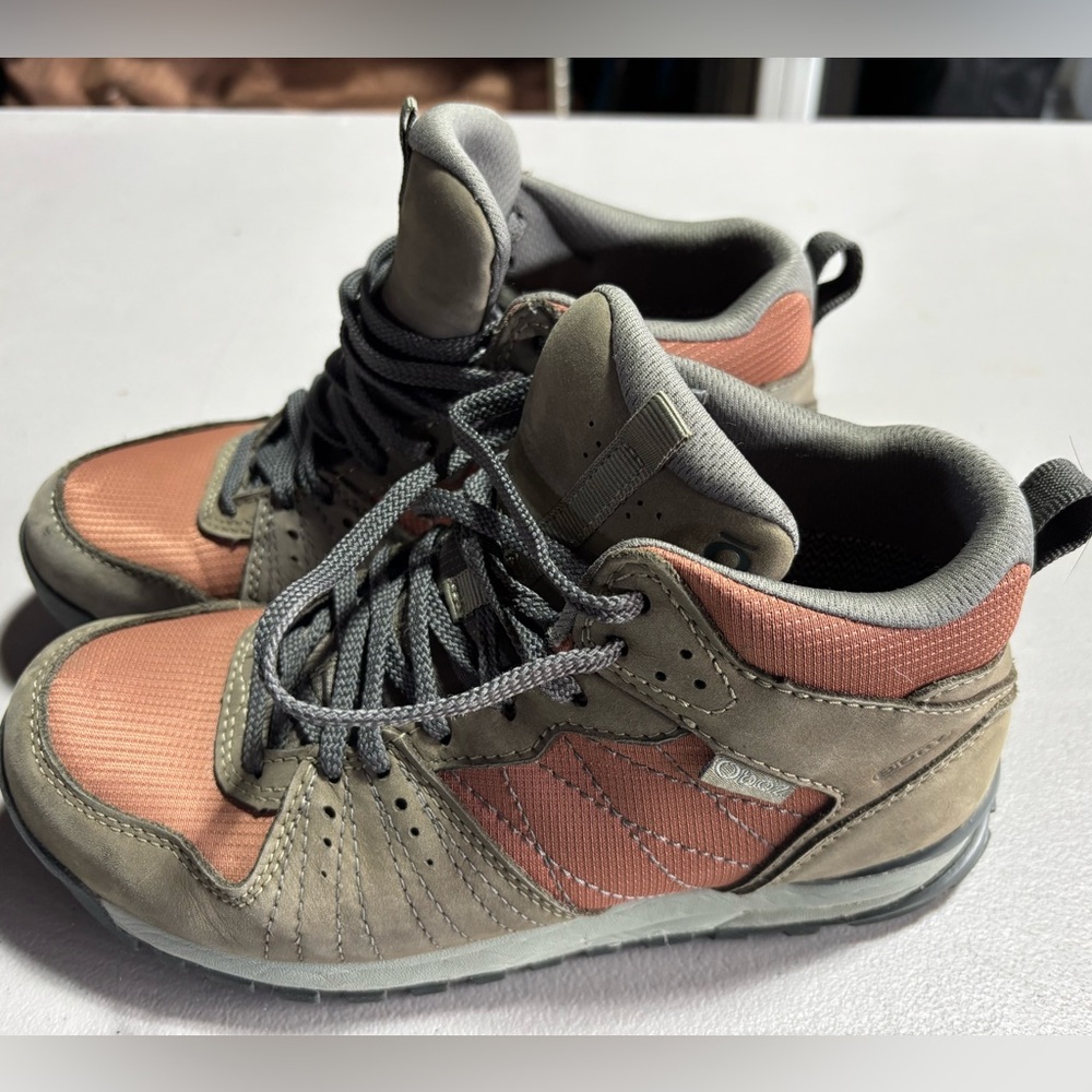 Women’s Gray and Coral Lace-Up Hiking Boots